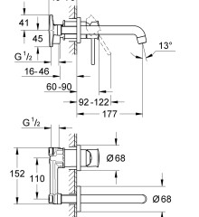 Смеситель для раковины скрытого монтажа Grohe BauClassic (2029200C)