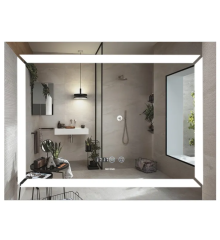 Зеркало MIXXUS LIGHT MR01-90x70 с LED Touch, Anti-fog, димером, рег. яркости, часами (MI5999)