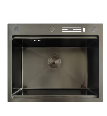 Мойка из нерж. стали MIXXUS MH6050-SK NANO-BLACK (3.0/0.8) со ступенькой для сушилки, с подставкой под ножи (Цвет графит) (MX1942)