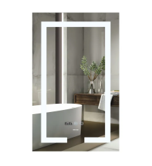 Зеркало MIXXUS HARD MR06-50x80-CASE с LED Touch, Anti-fog, димером, рег. яркости, часами (MI6657)