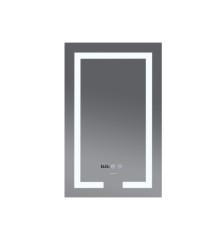 Зеркало MIXXUS HARD MR06-50x80-CASE с LED Touch, Anti-fog, димером, рег. яркости, часами (MI6657)