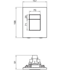 Панель змиву KOER KT-0607-02 157x198x3mm пластикова, кнопка квадратна (SS COLOR) (KR6239)