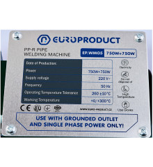 Паяльник Europroduct EP.WM05 для PPR труб (плоские насадки) 20/40mm (EP6095)
