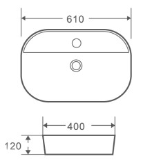 Раковина накладная MIXXUS PREMIUM ELLIPSE-0202 610х400х120mm (отверстие под смеситель) (MP6483)