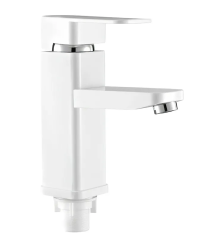Змішувач для умивальника PLAMIX KUB-001 WHITE (з підведенням) (Колір білий) (PM0611)