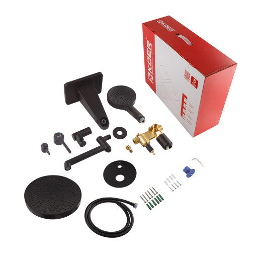 Душевая система встроенная KOER KB-66029-05, 3 функции (Цвет черный) (KR5492)